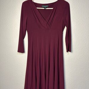 Ralph Lauren Burgundy Long Sleeve Dress